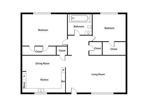 Floor plan 2 Bed x 1 Bath