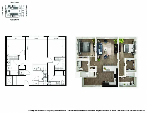 Floor plan C1 2 Bedroom