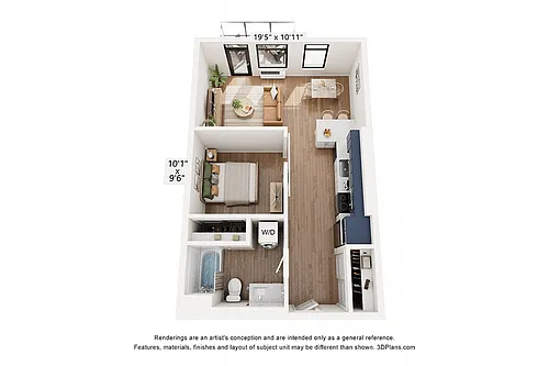 Floor plan U2a Urban 1x1 MFTE