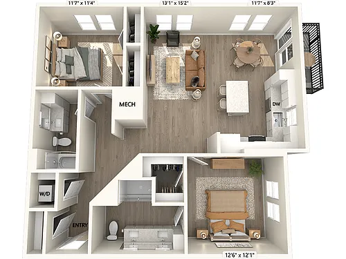 Floor plan BF1.1-1191sf-DCI