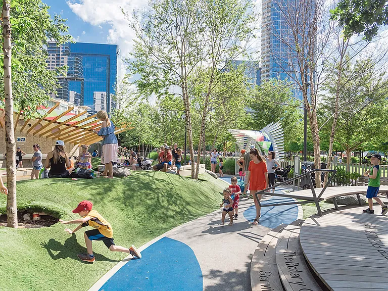 Klyde Warren Park is a 5.2-acre urban green space providing daily free