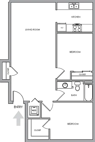 Two-Bedroom, Two-Bathroom 2D Floor Plan Two-Bedroom, Two-Bathroom 2D Floor Plan
