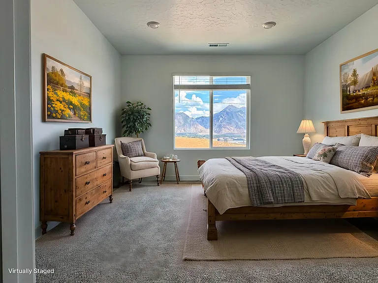Primary bedroom (virtually staged - mountain view is real)