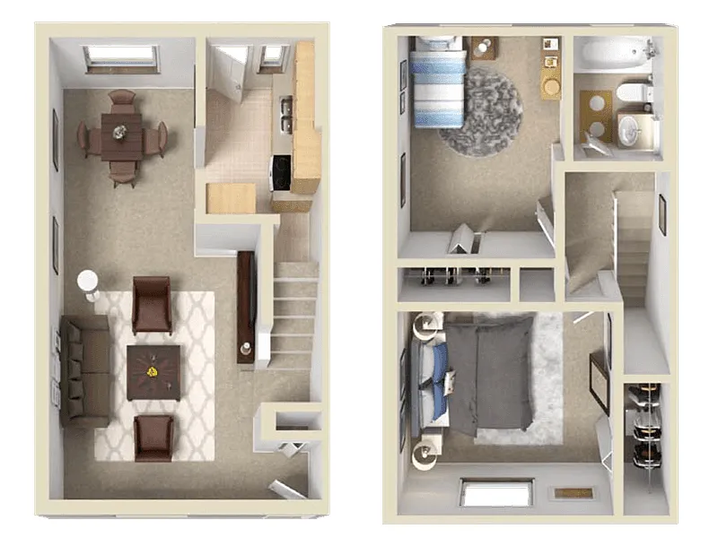 Floor plan 2 Bedroom Townhome