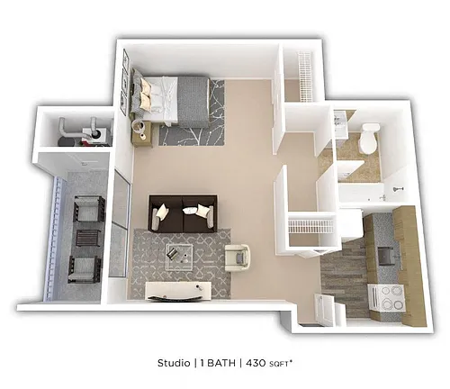 Floor plan Studio - 430 sqft