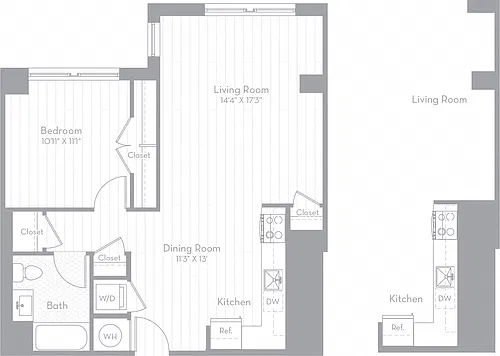 Floor plan 1 Bed/1 Bath-A17