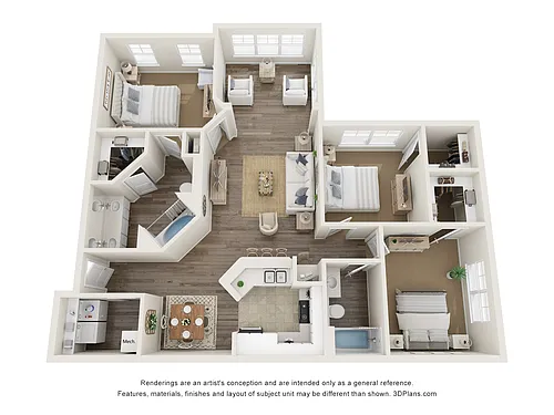Floor plan Indio Reno S 3x2 - 1398 SQ FT