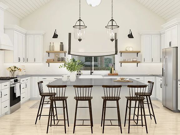 Kitchen with pendant lighting