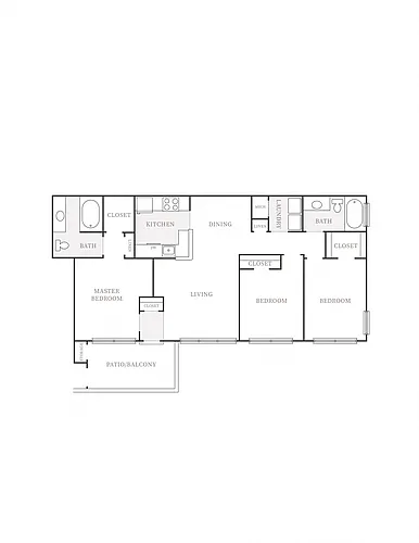 Floor plan 3 Bedroom 2 Bath