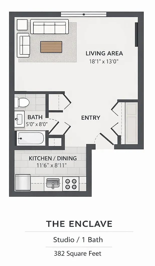 Floor plan Studio - The Enclave