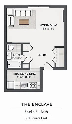 Floor plan Studio - The Enclave