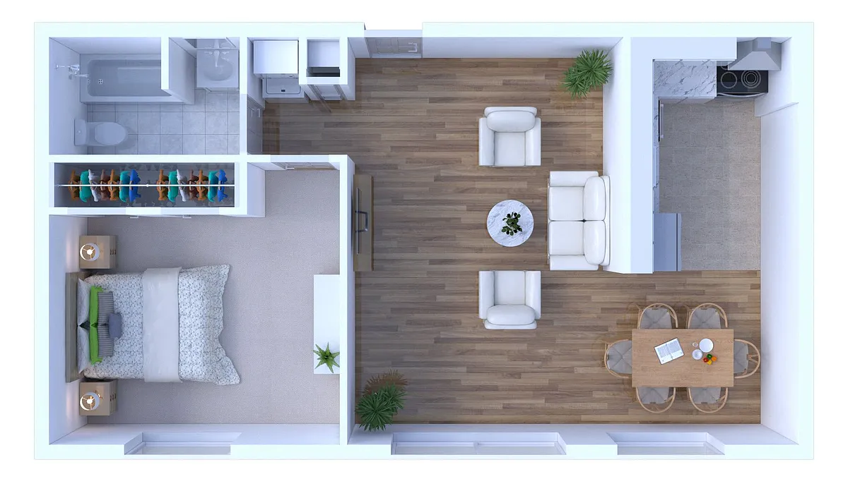 Floor plan 1 Bed 1 Bath | Classic