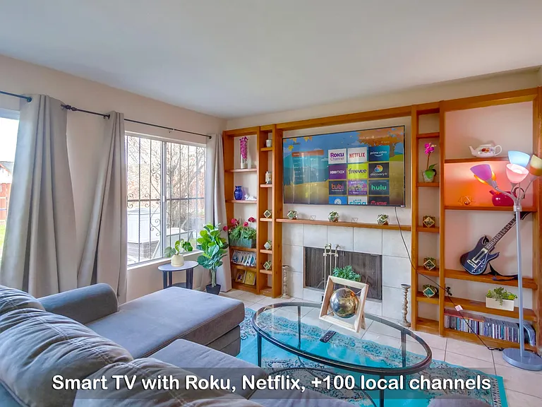 Enjoy endless shows and entertainment options in our flat screen, smart TV
