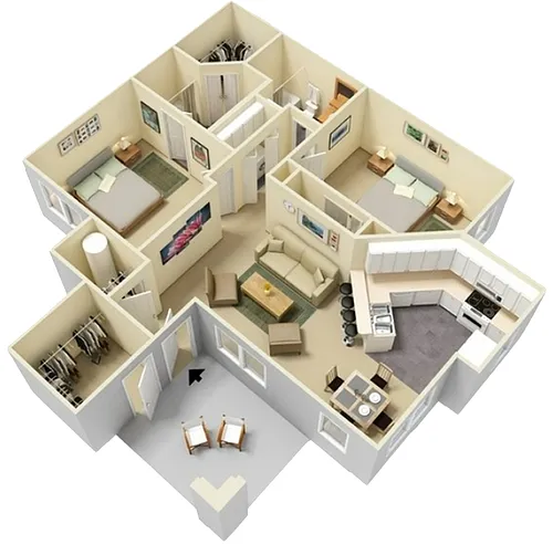 Floor plan Two Bedroom Two Bath A