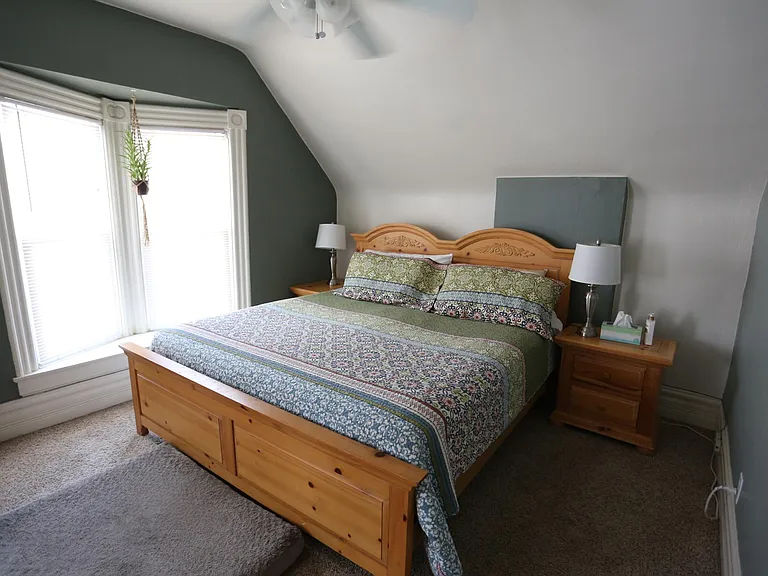 Master bedroom with carpet