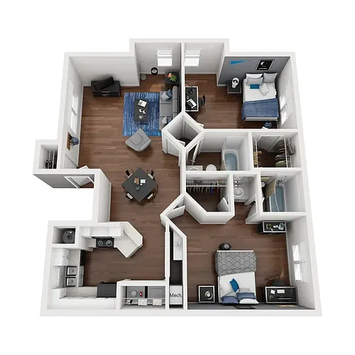 Floor plan 2 Bed, 2 Bath