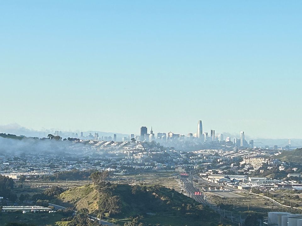 your view from the living room of the SF skyline