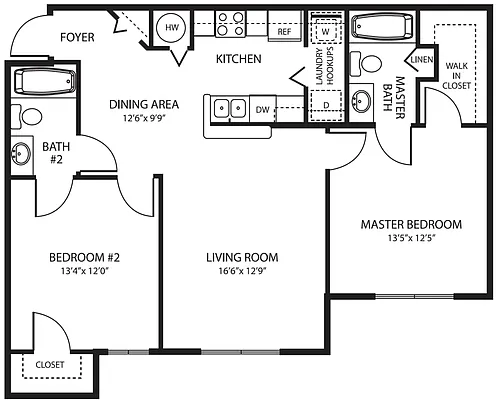 Floor plan 2 Bed 2 Bath