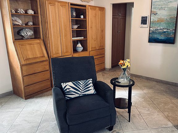 Built-in on west wall of liviing room