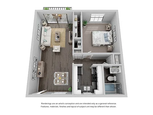 Floor plan The Lily One Bed One Bath