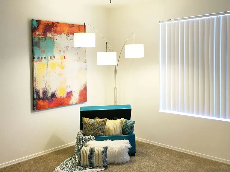 Experience matchless leisure in this master bedroom with its own private ensuite and lush, soft carpeting.