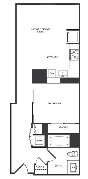 Floor plan Jr 1 Bed/1 Bath-LL