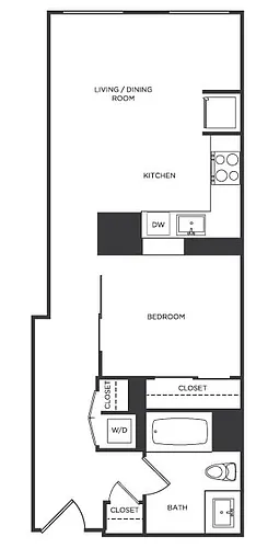 Floor plan Jr 1 Bed/1 Bath-LL