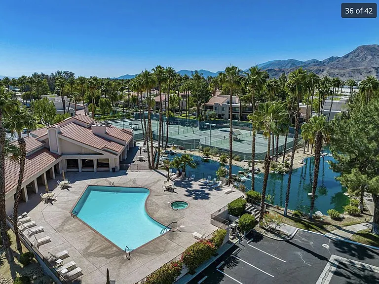 Aerial view of main pool and clubhouse