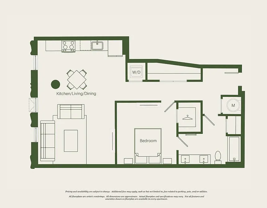 Floor plan 1 Bed- 1 Bath | A16 - Reva