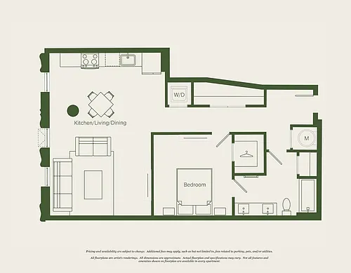 Floor plan 1 Bed- 1 Bath | A16 - Reva