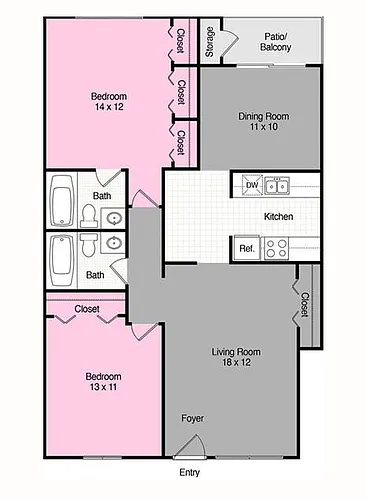 Floor plan 2 BR 2 Bath