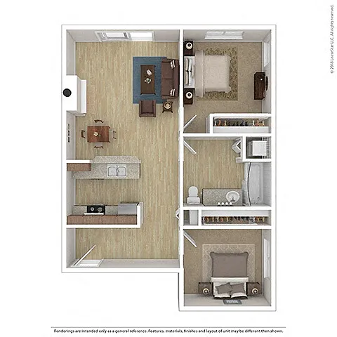 Floor plan 2 Bed 1 Bath B1