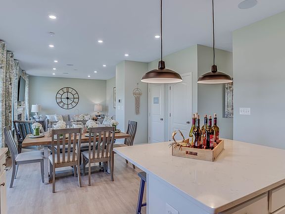 Island overlooking dining area
