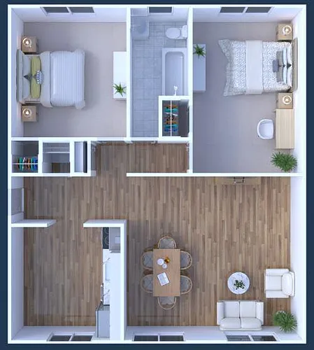 Floor plan 2 BEDROOM 1 BATHROOM LEXINGTON