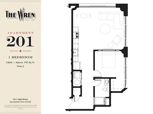 Floor plan WREN-201-1BED-H