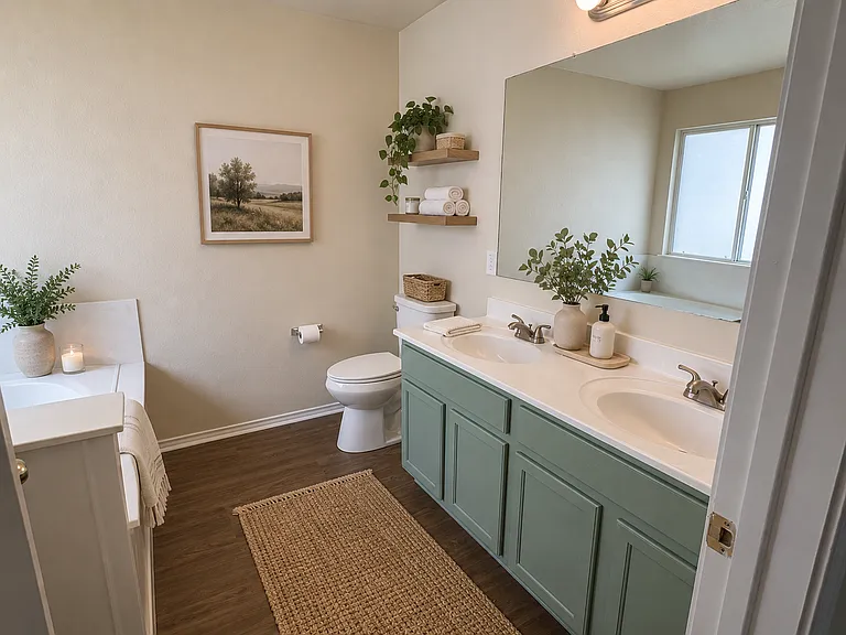 AI decorated master bathroom
