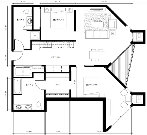 Floor plan 2BR-B