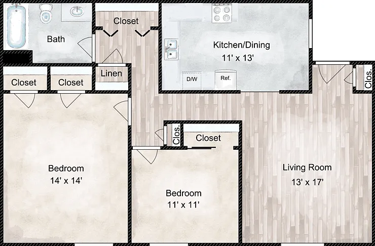 Heritage 2 Bedroom Floorplan Diagram