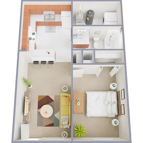 Floor plan 1 Bed 1 Bath A