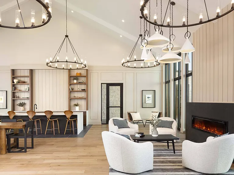 Cozy up next to the modern fireplace or play a friendly game of pool.