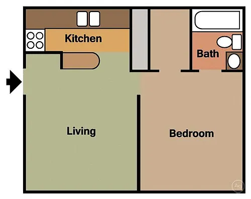 Floor plan 1 bed 1 bath