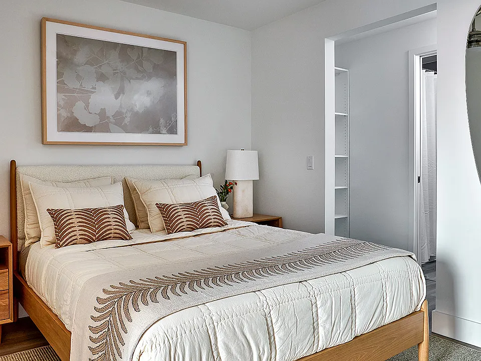 Apartment Bedroom with Wood Style Flooring