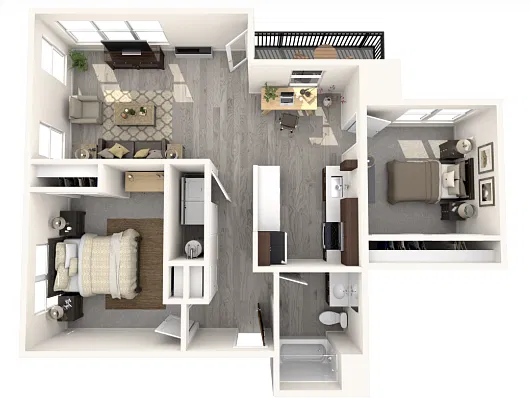 Floor plan 2 Bedroom 1 Bathroom