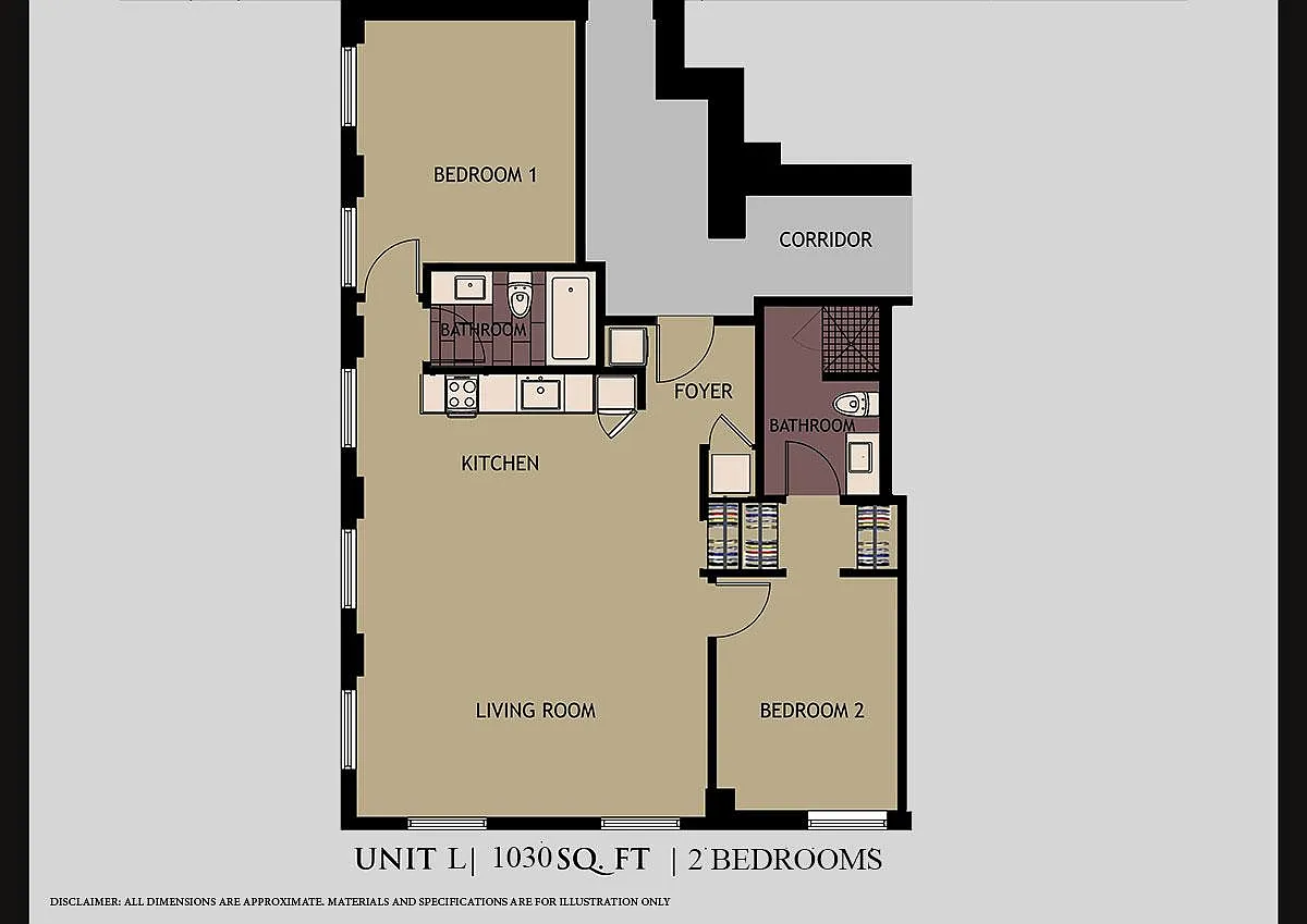 Floor plan 2 Bed - Type L