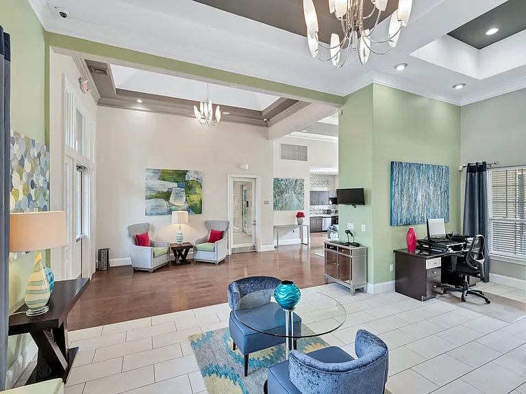 Clubroom with coffee and work stations
