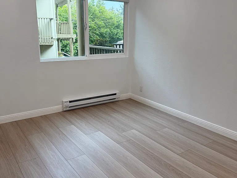 The bedroom window showing view