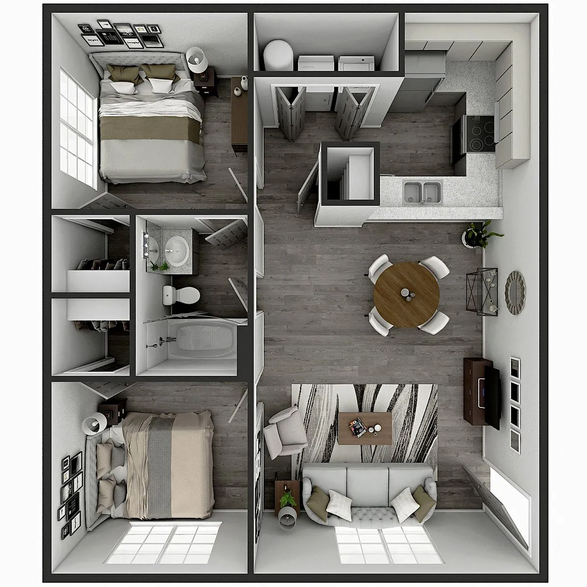 Floor plan 2 Bedroom, 1 Bathroom