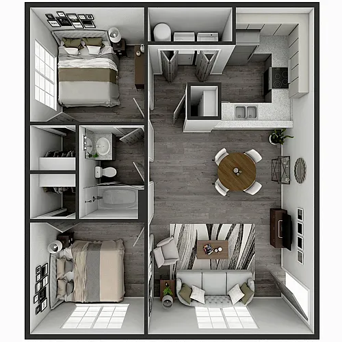 Floor plan 2 Bedroom, 1 Bathroom