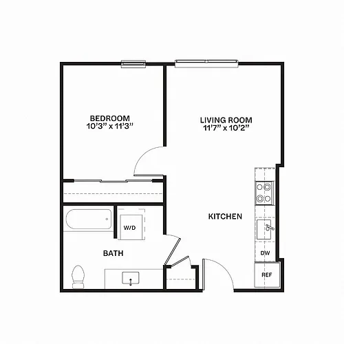 Floor plan Traditional One Bedroom C9