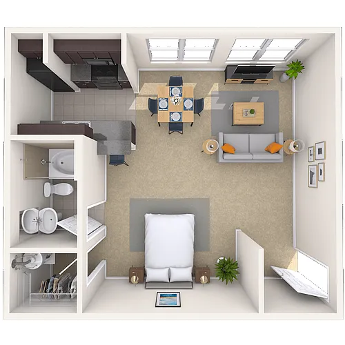 Floor plan Studio 0x1 593 SF